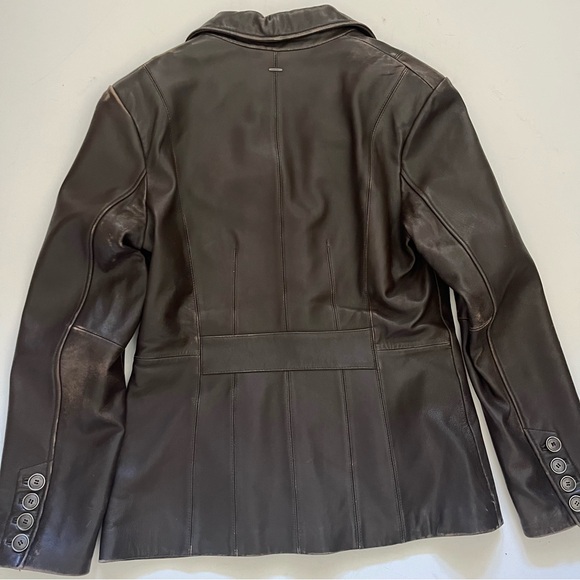 Calvin Klein Brown Genuine Leather Blazer Jacket size Medium - Picture 5 of 7